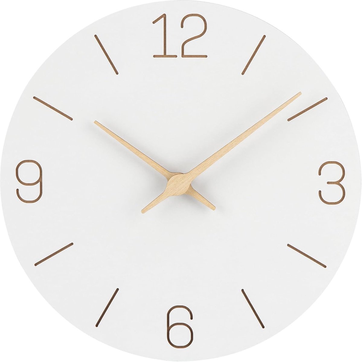 SnelShoppen - MDF Wandklok 30cm - Stille Quartz Klok - Modern Design - Geen Tikkende Geluiden - Ideaal voor Slaapkamer, Woonkamer, Keuken, Kantoor - W