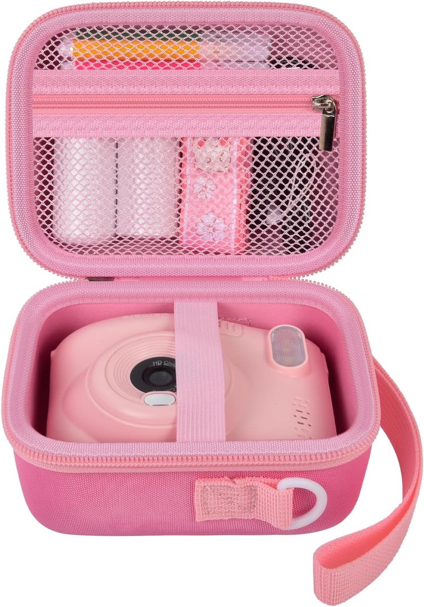 SnelShoppen - Kids Instant Camera Tas - Beschermende Opbergtas voor Directe Fotoprinter - Mini Tas voor Kinderen - Roze - Perfect voor Feesten en Uitj