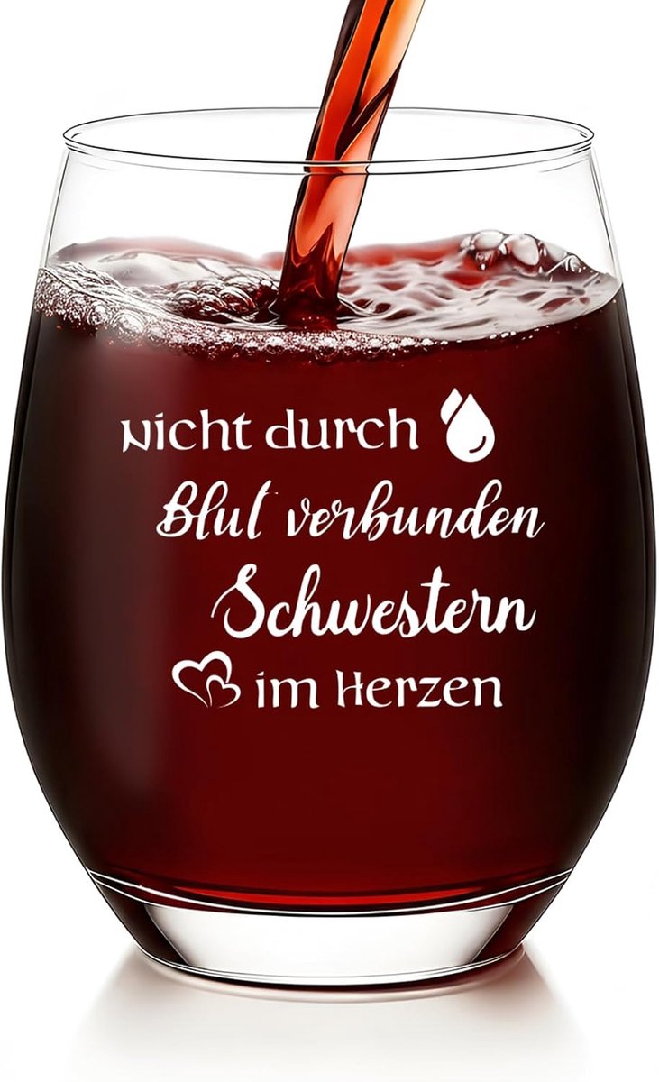 SnelShoppen - Hartvormige Wijn Glazen voor Vrouwen - Grappige Cadeaus voor Vriendinnen, Zussen - 520ml - Perfect voor Verjaardag, Kerst, Feestjes