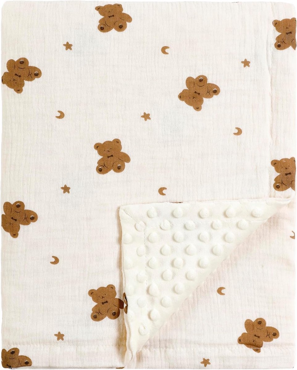 SnelShoppen - 30''x40'' Organic Muslin Katoenen Baby Dekentje met Zachte Mink Achterkant voor Pasgeborenen - Ideaal als Baby Shower of Verjaardagscade