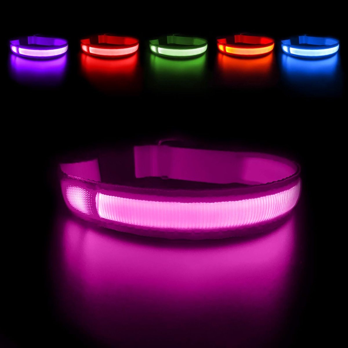 SnelShoppen - Oplaadbare Hondenhalsband LED, Waterdicht en Verstelbaar, 3 Verlichtingsmodi, Veiligheidshalsband voor Kleine, Middelgrote en Grote Hond