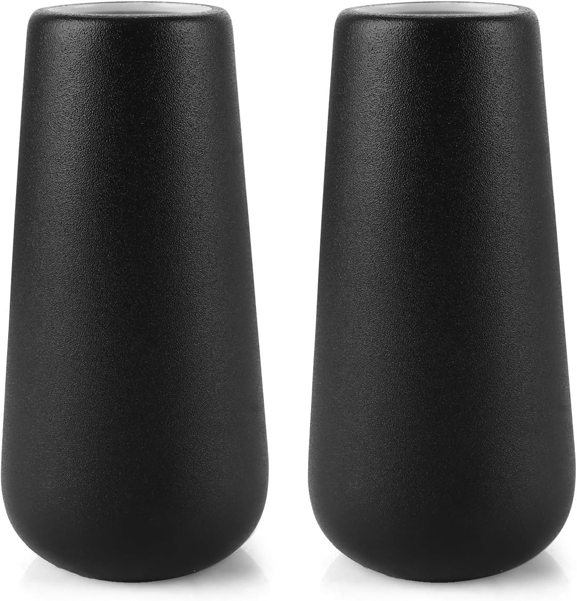 SnelShoppen - 2x Zwarte Vazen 20cm - Mat Zwarte Keramische Vazen voor Pampasgras - Minimalistische Decoratie voor Keuken, Badkamer en Tafel