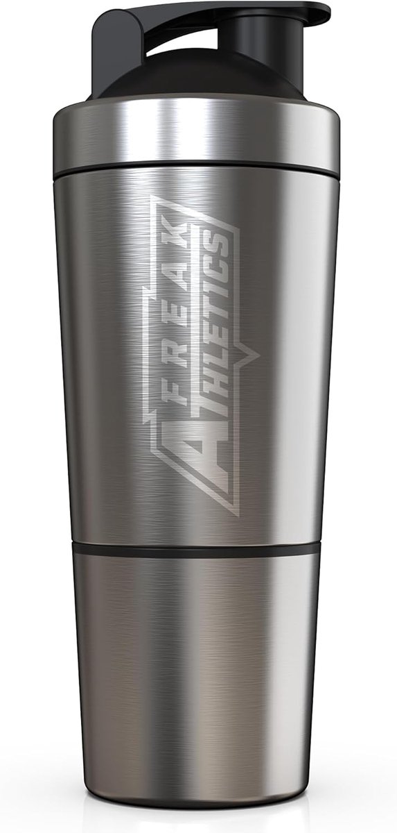 SnelShoppen - RVS Protein Shaker Bottle met Opslag - Perfecte Mix voor Eiwithakes, Smoothies, Melkshakes, 700ml - Kleur: Roestvrijstaal - Ideaal voor