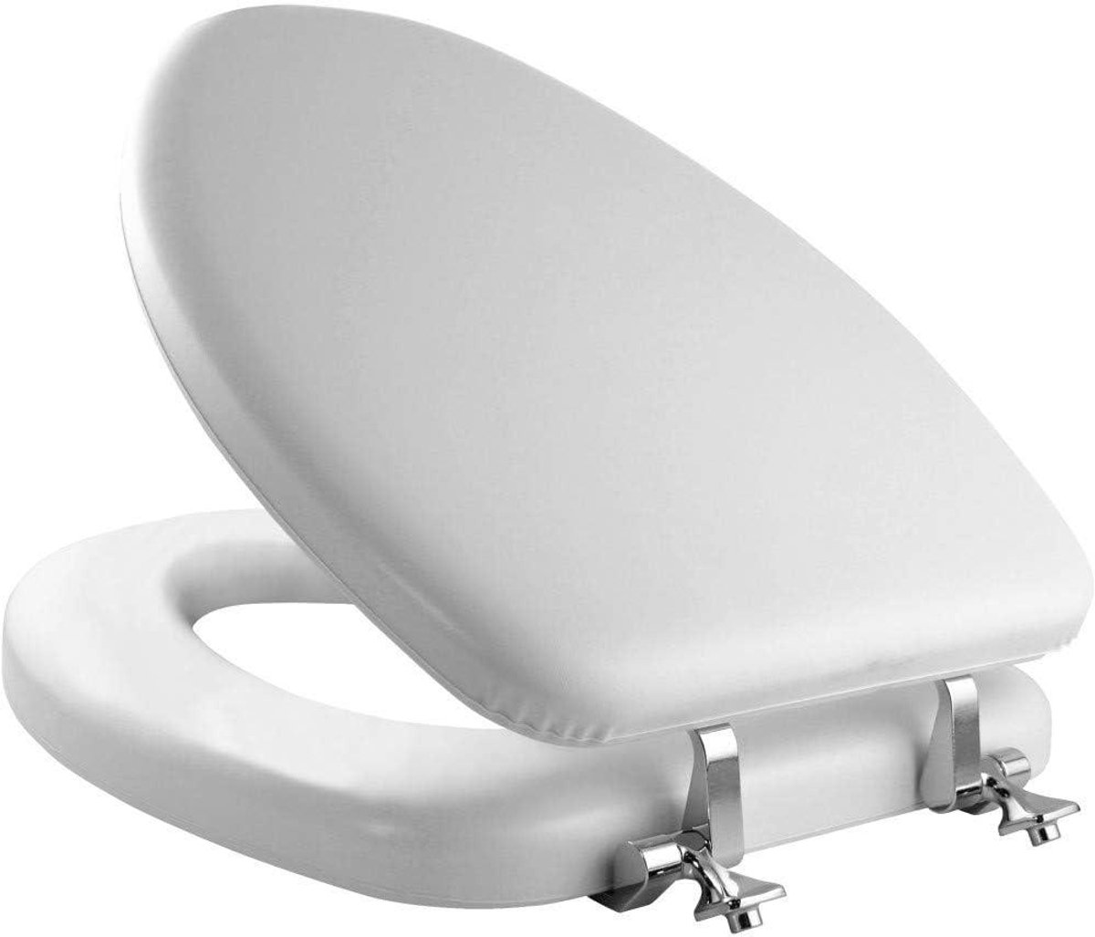 Gewatteerde toiletbril - Zachte zitting - Badkamercomfort - Easy-Clean scharnieren - Langwerpig model - Wit