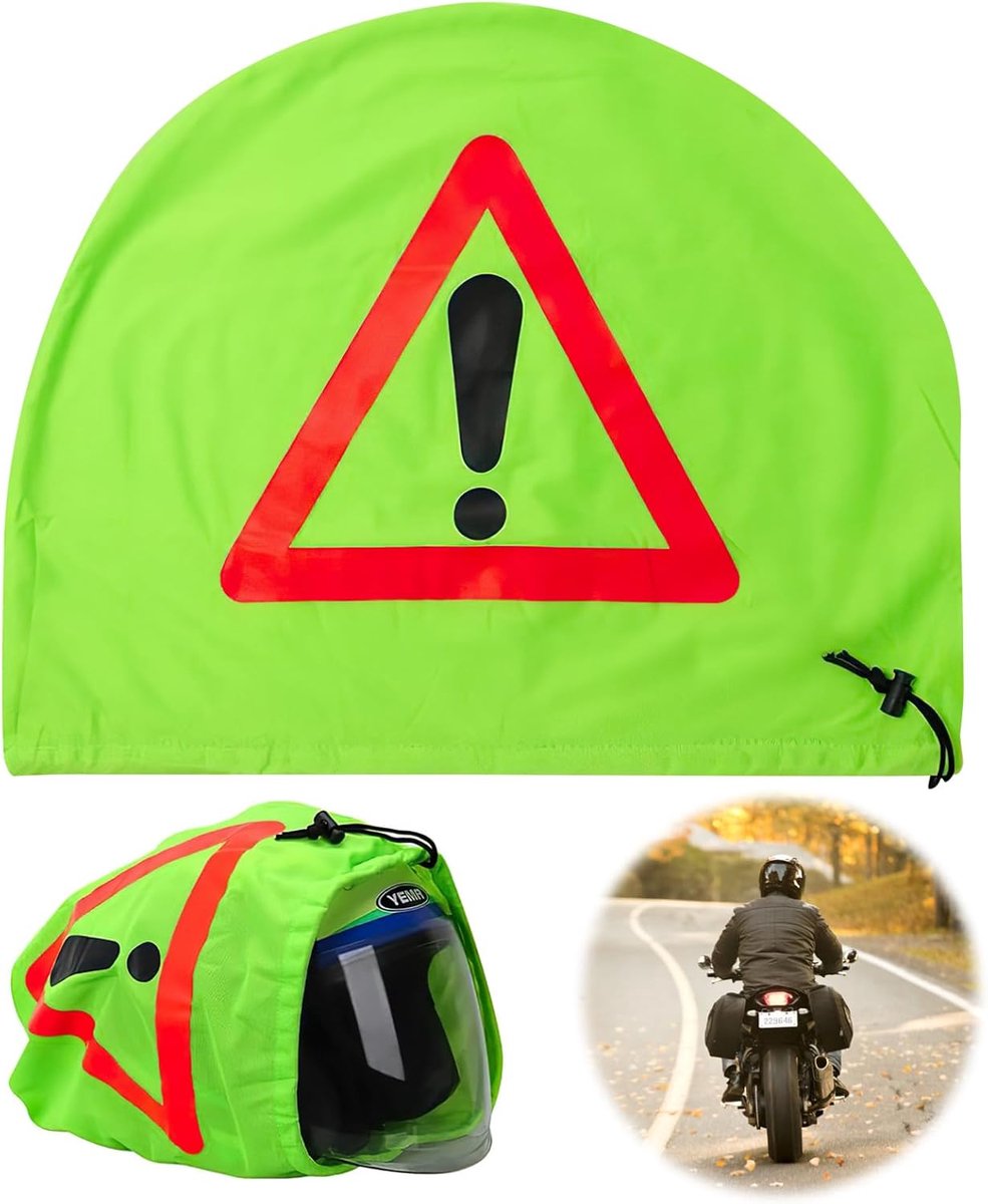 SnelShoppen - Gevarendriehoek Motorhelm Hoes - Waarschuwingskap voor Motorfiets - Eerste Hulp Pechdriehoek en Helmhoes - Veiligheidsaccessoire voor On