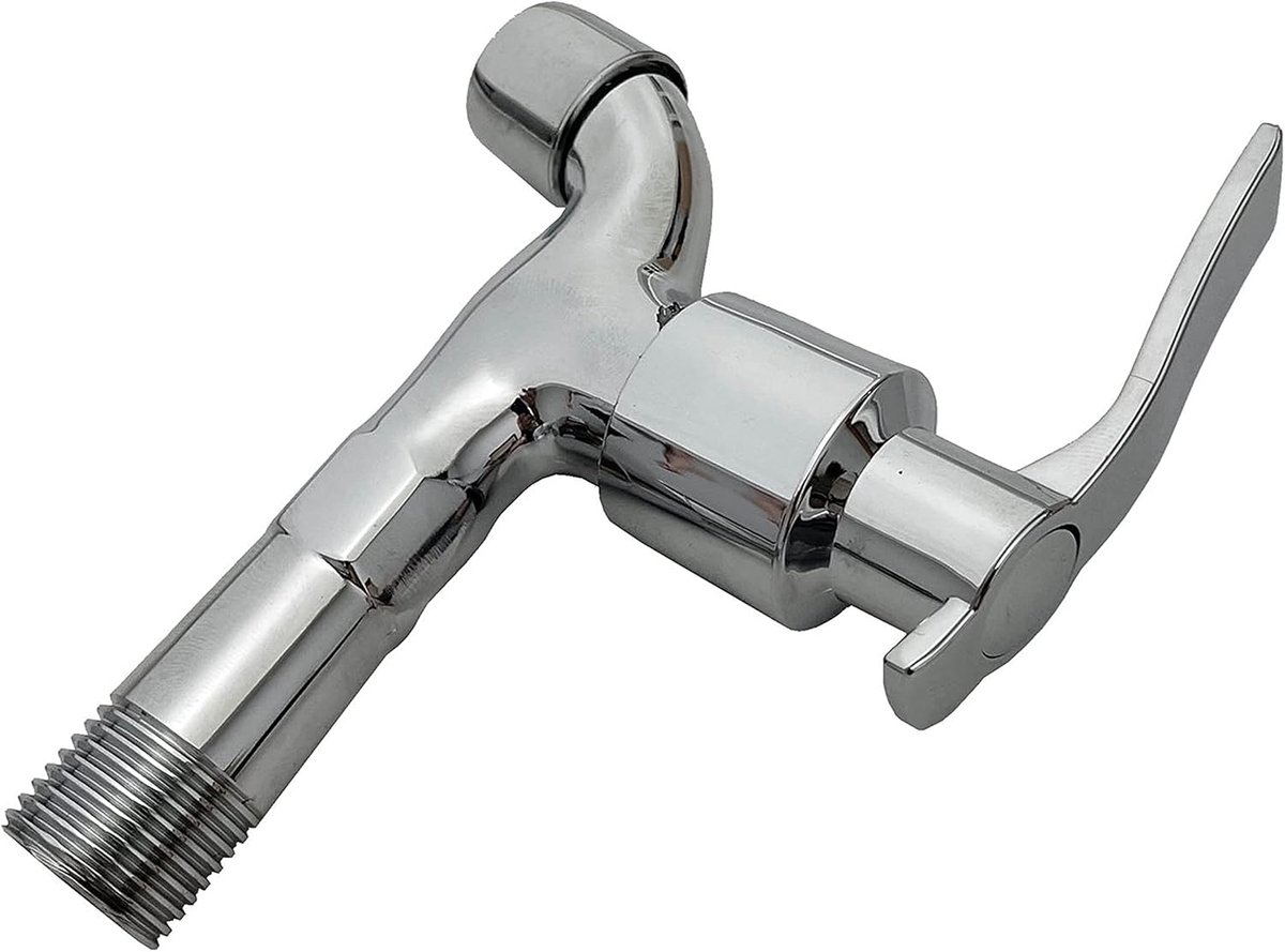 SnelShoppen - Kraan voor Gootsteen, Wandarmatuur, Tuinkraan, Afvoerventiel 1/2 inch, Verchroomd Messing, 12 cm Lang met Zeef - Perfect voor Keuken en