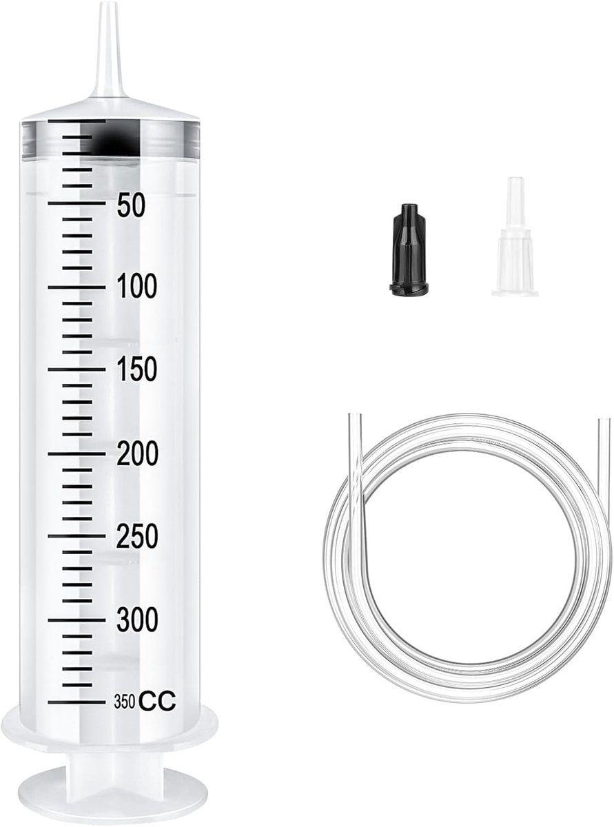 SnelShoppen - 350ml Plastic Spuit zonder Naald, Herbruikbare Meetspuit met Katheter, Laboratorium Spuit voor Dieren, Water geven, Vullen, Hygiënisch,