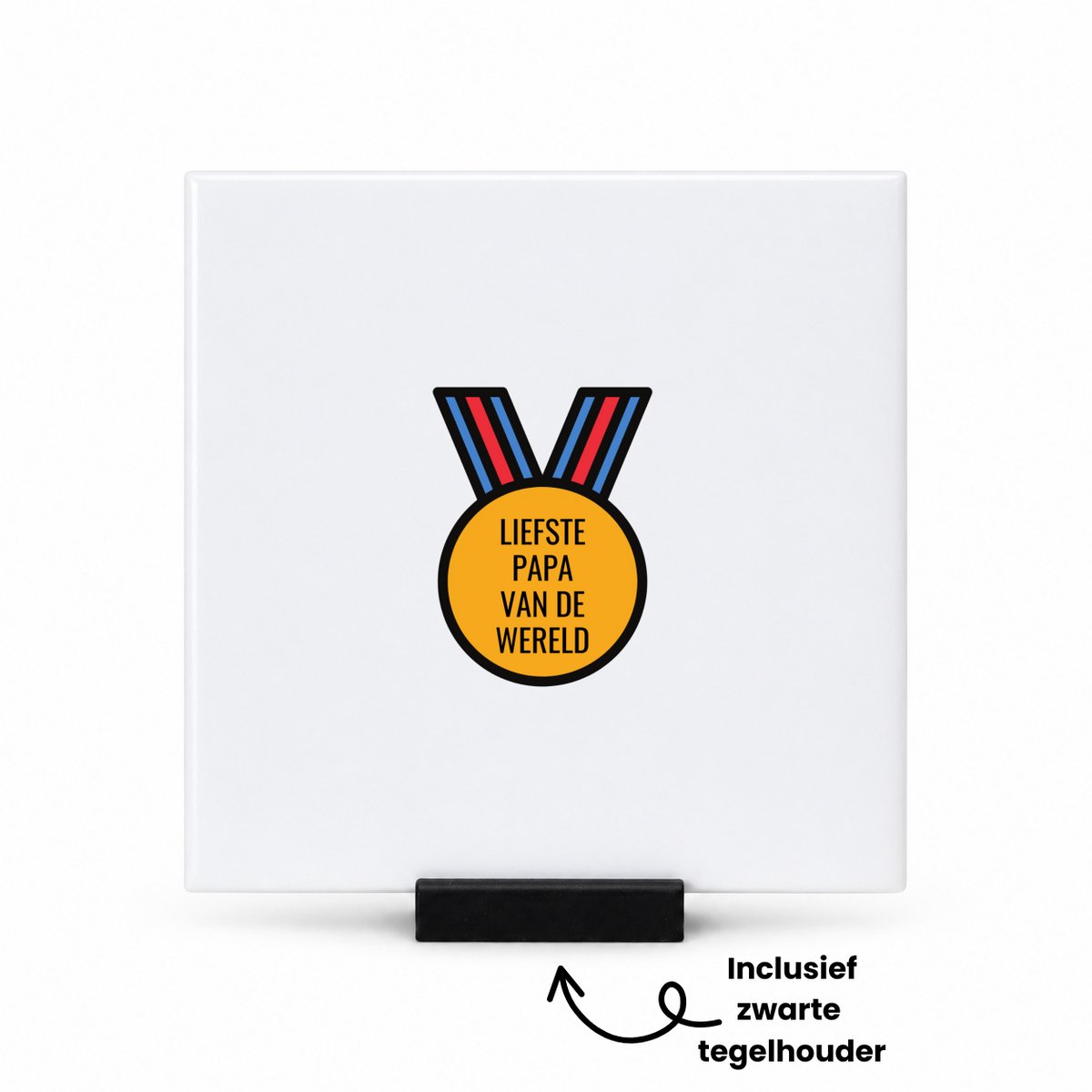 Hacebo liefste papa van de wereld tegeltje met tegelhouder - de liefste vader - tegeltjes met tekst - vader cadeautjes - vaderdag - verjaardagscadeau - verjaardag - cadeau - geschenk - kado - gift - vader artikelen - spreuktegels - 10.8x10.8 CM Wit