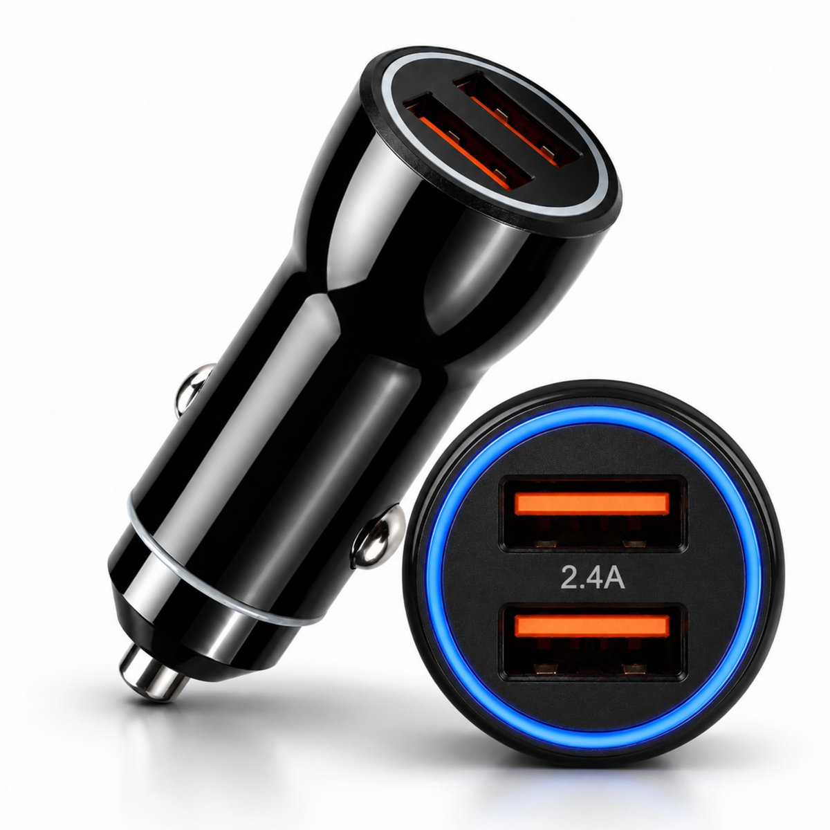 VeryGoods Auto Oplader USB - Autolader met 2 USB-A Poorten - 12V Adapter - Sigarettenaansteker Splitter Adapter - Auto Accessories - Zwart