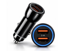 VeryGoods Auto Oplader USB - Autolader met 2 USB-A Poorten - 12V Adapter - Sigarettenaansteker Splitter Adapter - Auto Accessories - Zwart