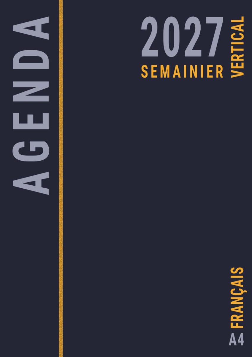SnelShoppen - Agenda A4 Semainier 2027 - Vertical Hebdomadaire met Uren - Professionele Planner in Blauw - Januari tot December, 1 Week op 2 Pagina's