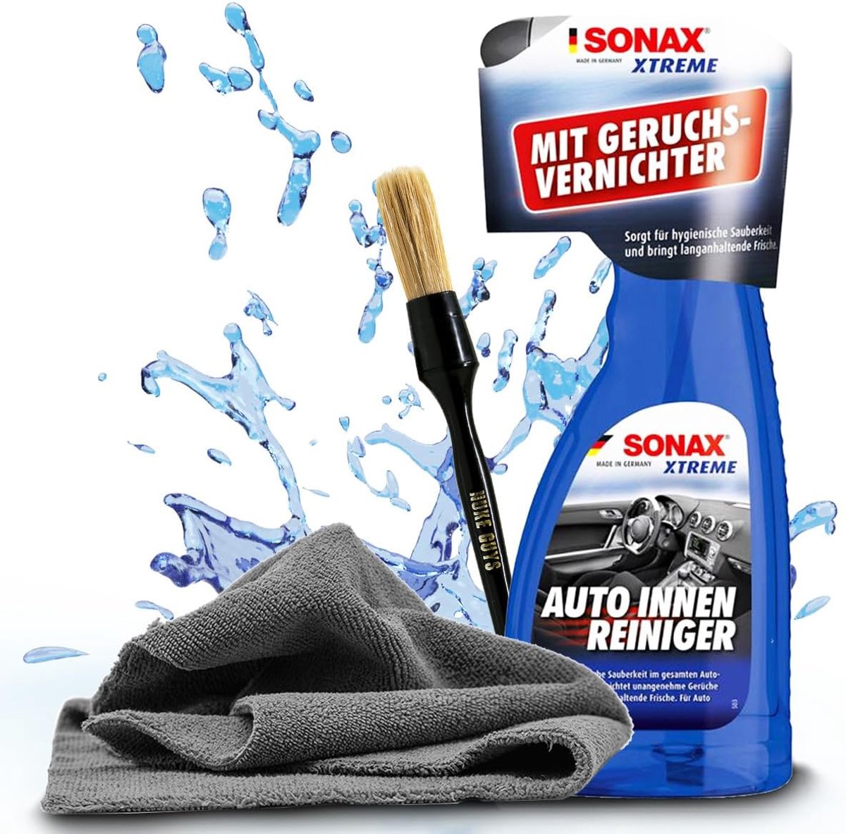 SnelShoppen - Car Interior Cleaning Kit | Interieur Reiniger 500 ml + Detailing Brush + Microfibre Cloth Set | Cockpit Care, Auto Reiniging, Schone Au