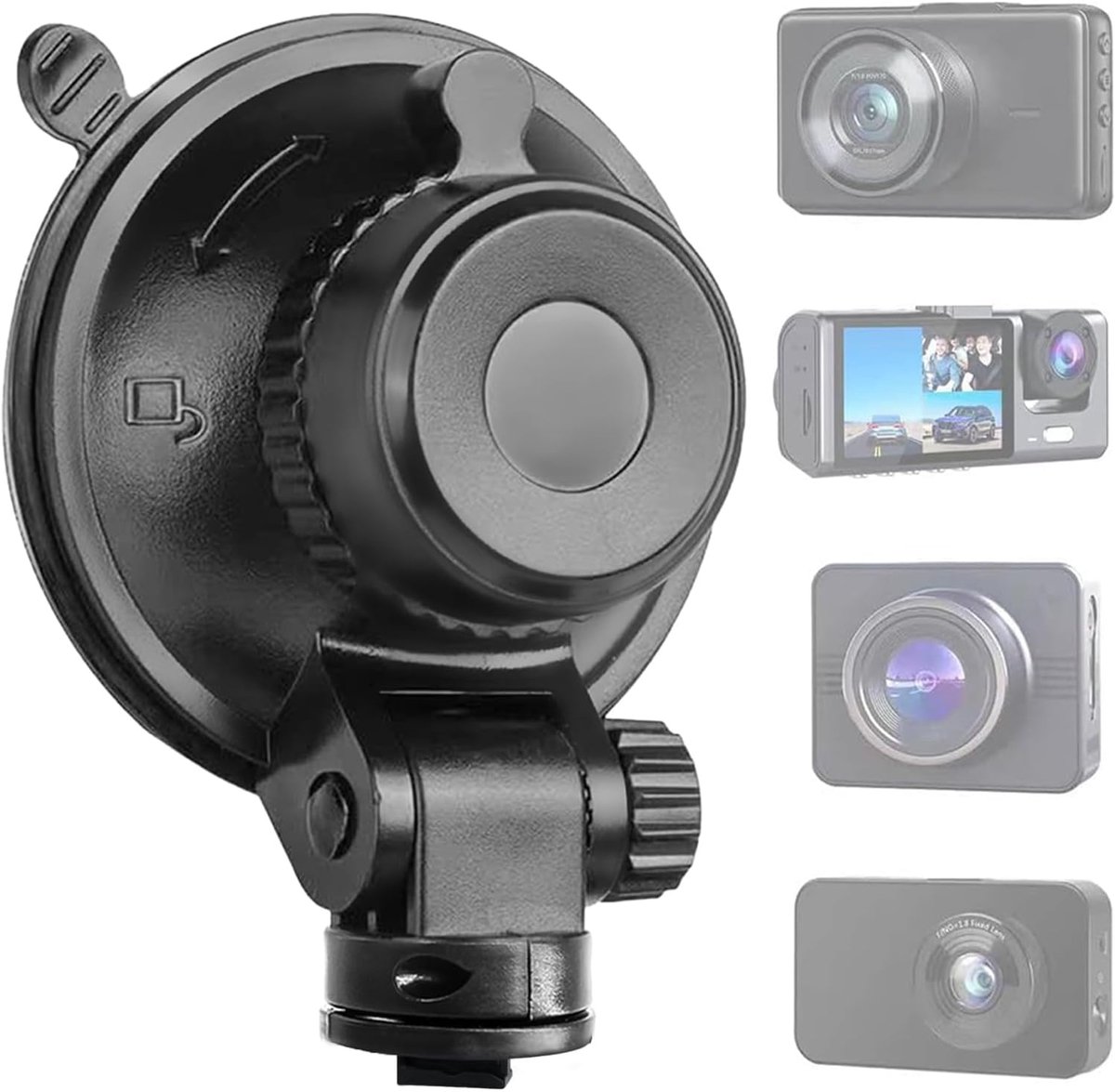 SnelShoppen - Sportway S503 Suction Cup Dashcam Houder 5e Generatie met 3x 360 Graden Rotatie Joints voor Meeste Dashcams - Compact en Praktisch