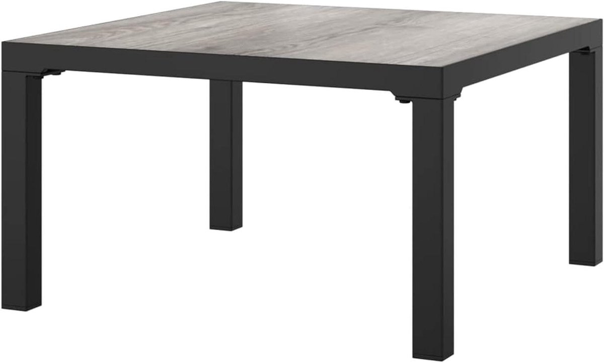Tuin Tafel - Buitenmeubel Staal - Ontspannen Buiten - Waterproof Oppervlak - 55x55x31cm - Grijs