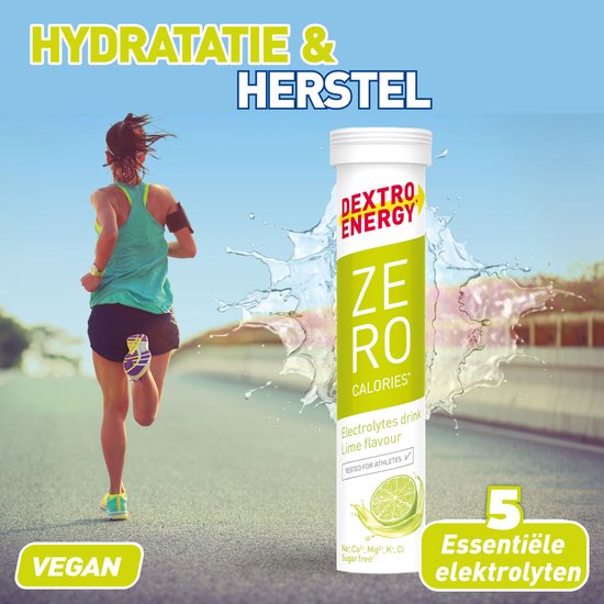 Dextro Energy Zero Calories Lime - Elektrolyten Sportdrank - Suikervrij - Electrolytes Drink - 3 x 20 tabletten (30 Liter) — afbeelding 3