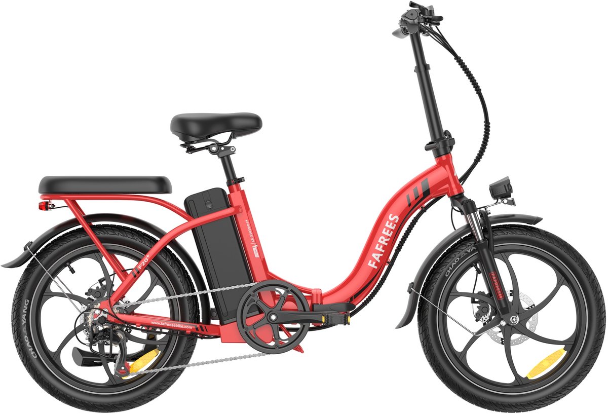 FAFREES 2026 Elektrische Vouwfiets – E-Bike – 20 x 3.0 Inch – 36V 20Ah Lithium Accu – 250 W – Maximaal bereik 100km – 7-speed versnelling – LCD Scherm – Aluminium Frame – Vouwfiets – Mechanische Schijfrem – Stadsfiets – Max. Belastbaar 150 kg – Rood