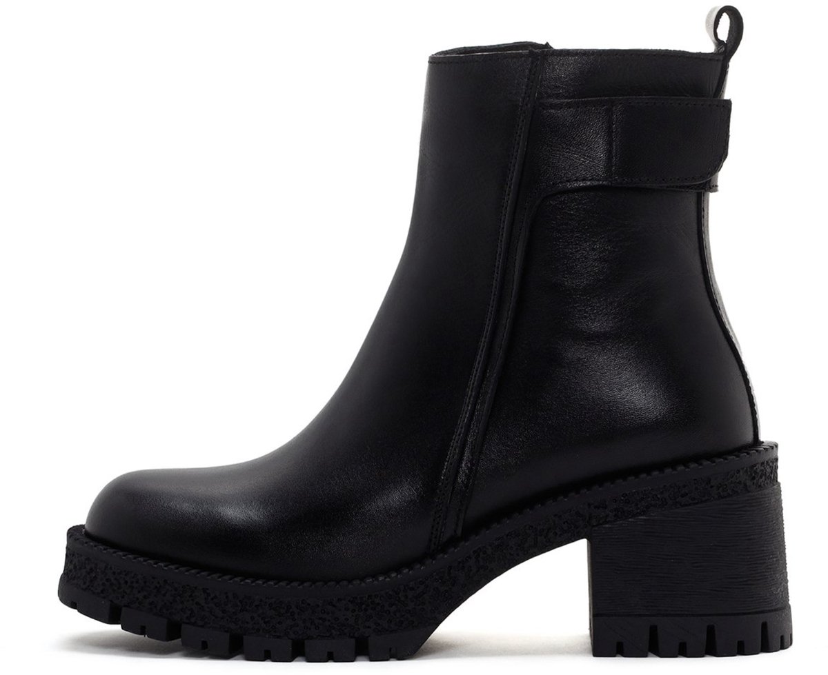DERIMOD Heeled Ankle Boots Leather Ankle Heeled Boots