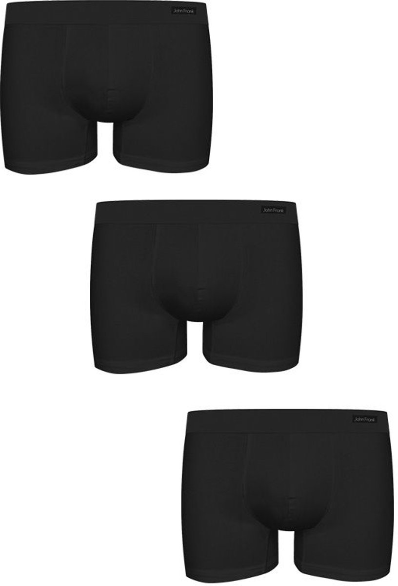 John Frank Boxershorts-3 Pack Premium Micro Modal-Onderbroek Heren-Multi Pack-Zwart-XL