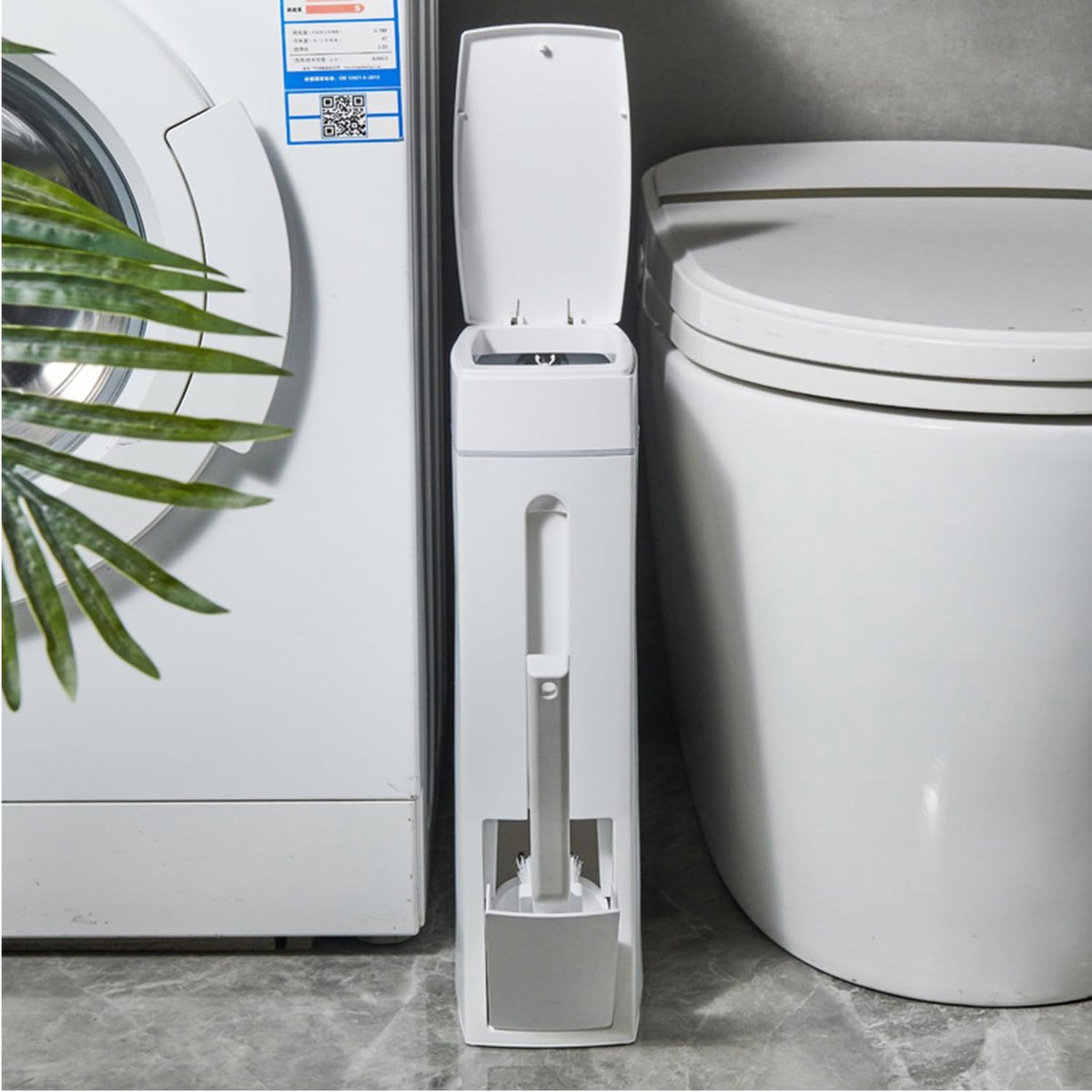 SnelShoppen - 4.5 Litre Badkamer Prullenbak met Deksel en Toiletborstel - Ruimtebesparende Plastic Afvalbak voor Toilet, Keuken, Slaapkamer, Kantoor e