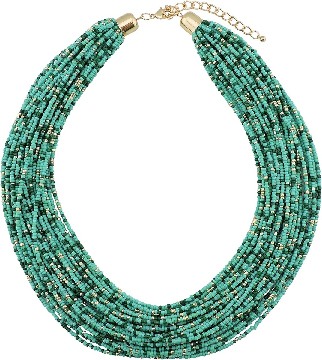 SnelShoppen - Multi Layer Chunky Bib Statement Seed Beads Cluster Collar Necklace voor Vrouwen - Kleurige Mode Accessoire voor Feest, Casual, en Dagel