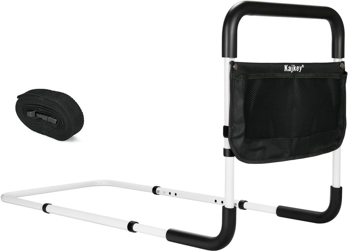SnelShoppen - Bedhekje voor Volwassenen, Verstelbare Lengte 78-95 cm, Hoogte 43-53 cm, Carbon Staal, Tot 150 kg, Antislip Handgrepen, Veiligheid voor