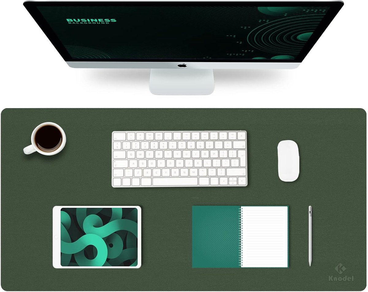 SnelShoppen - Grote Bureau Mat 40x80 cm - Donkergroen Desk Mat - Muismat - Beschermende Schrijfmat van Duurzaam PVC Leer - Perfect voor Thuis en Kanto