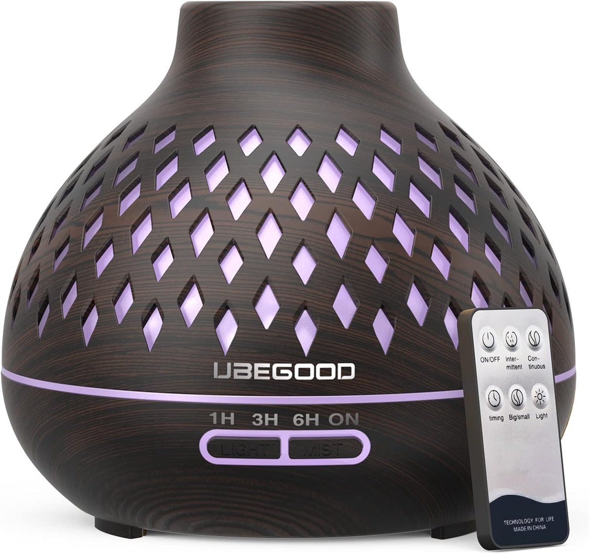 SnelShoppen - Aroma Diffuser 400 ml - Ultrasonic Geurverspreider met 7 Kleuren LED - Essentiële Olie Diffuser en Luchtbevochtiger voor Thuis en Kantoo