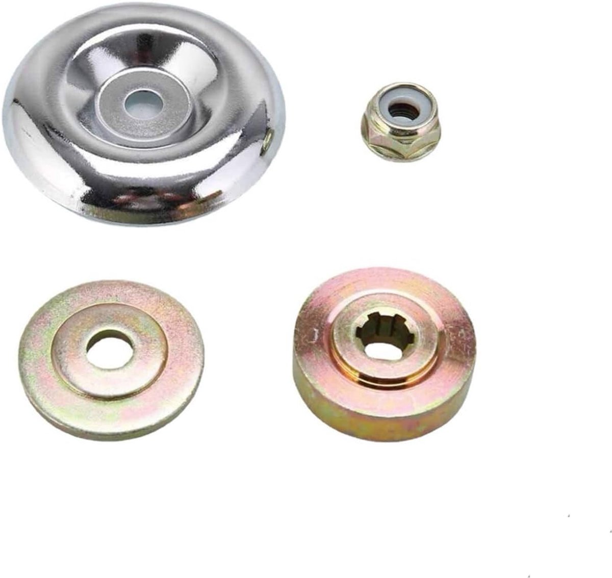 SnelShoppen - Metal Vervangende Mesmoeren voor Bosmaaiers, 4 Stuks M10 Links, Beschermkap, Mesplaat en Mes Inbegrepen, Universele Accessoires voor Bos