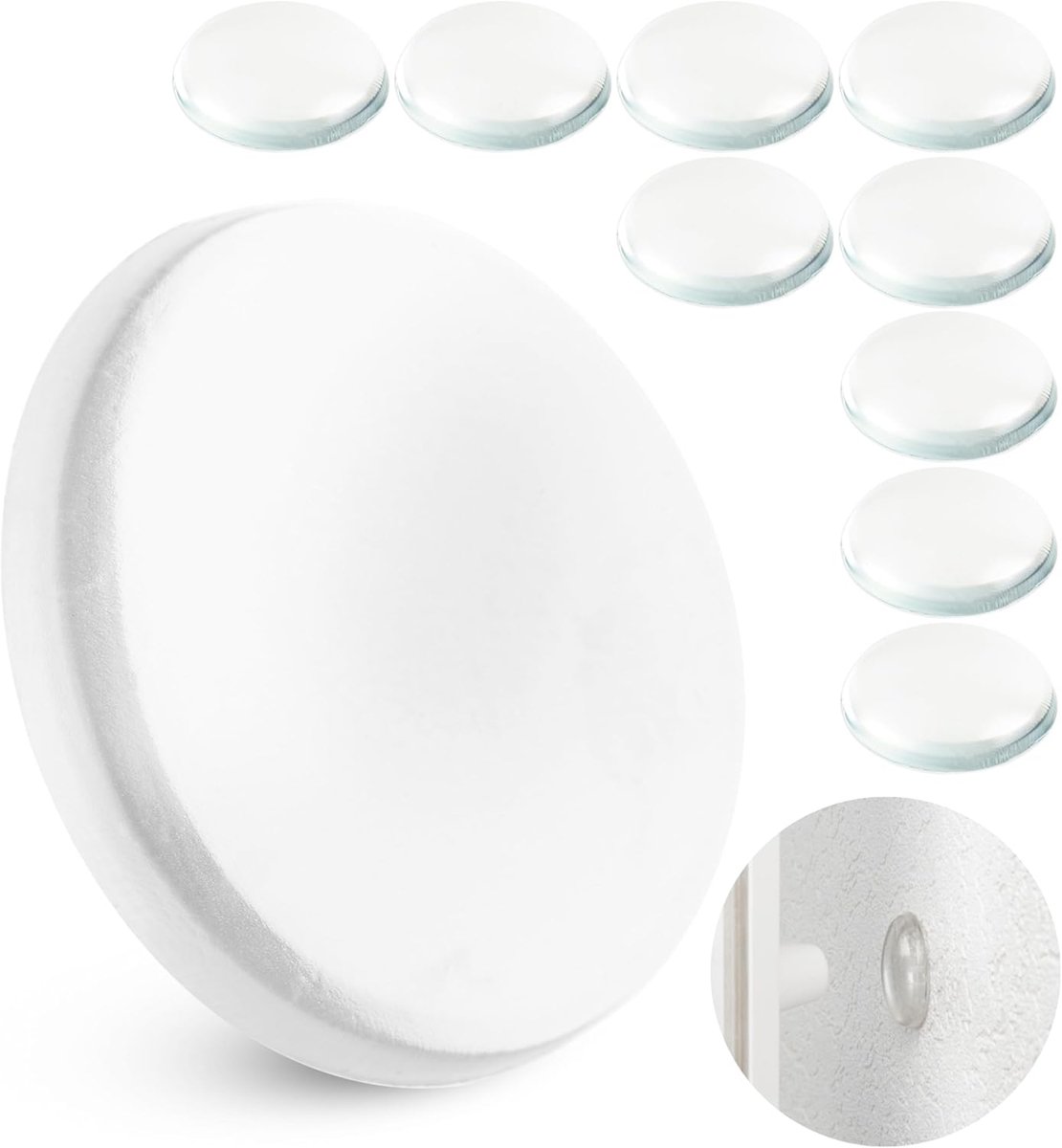 SnelShoppen - Doorhandgreep Bumper voor Muren, 10 stuks, 40 mm Diameter, Transparant, Zelfklevende Wandbeschermer voor Deurhandgrepen, Raamhandgrepen,