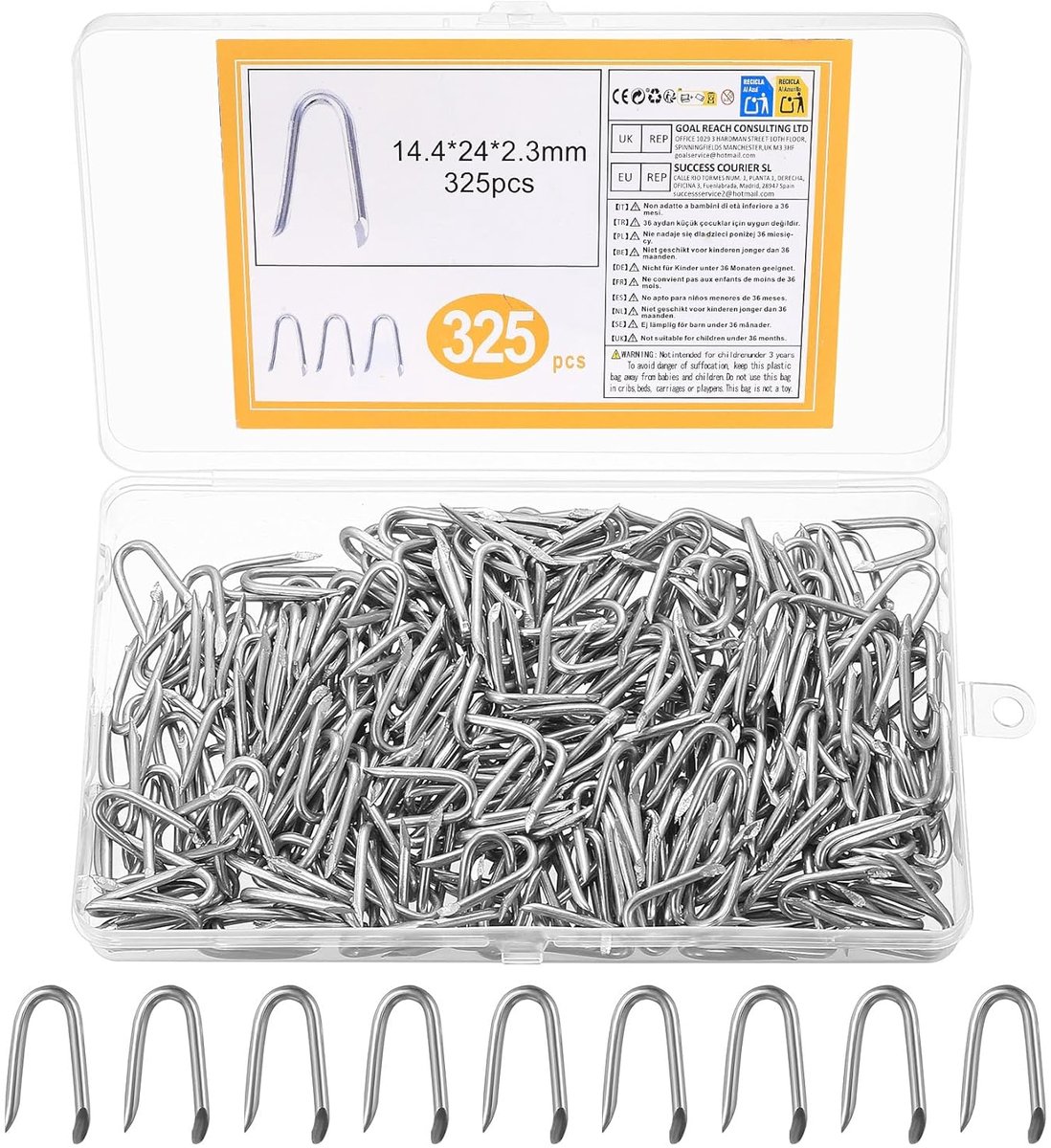 SnelShoppen - 325 Pcs U Splashes, Stalen Krammen, Gegalvaniseerde Haakspijkers, U Klemmen voor Gaashek, Tuin, Aviary Draad, Onkruiddoek, Hekbevestigin