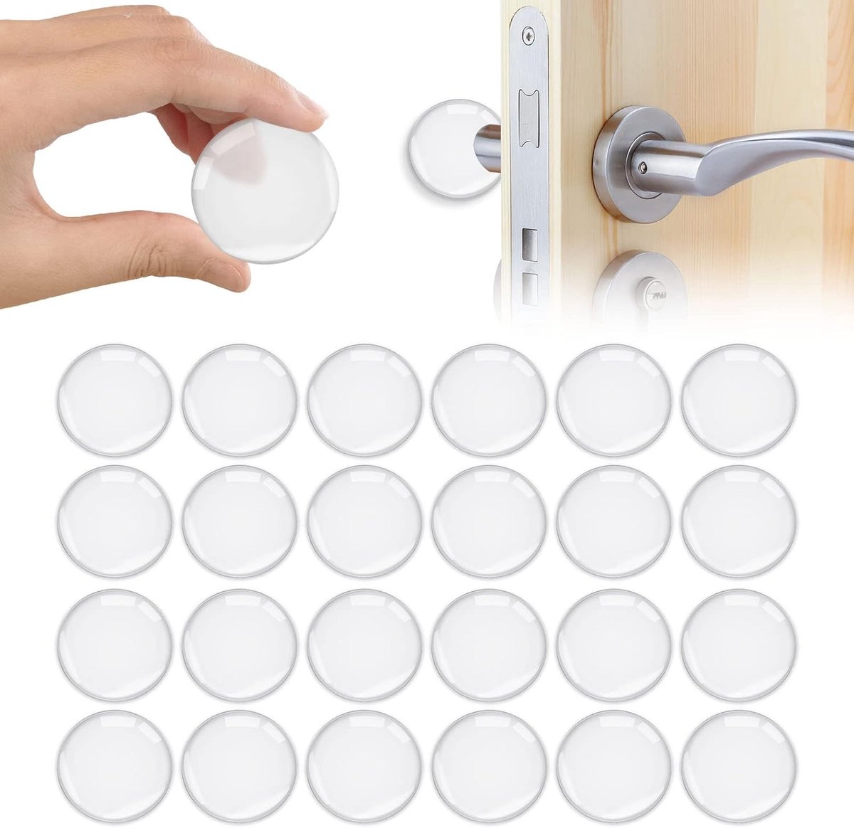 SnelShoppen - 24 Stuks Transparante Siliconen Deurstoppers - Zelfklevende Wandbeschermers - Rond 4cm - Geluidsdempende Buffer voor Deuren en Muren - B