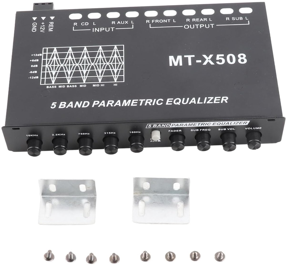 SnelShoppen - Auto Graphic Equalizer - Car Audio Equalizer met 5 Bands - Precisie Audio Tuning - Crossover Amplifier - Geluidskwaliteit Verbeteren - I