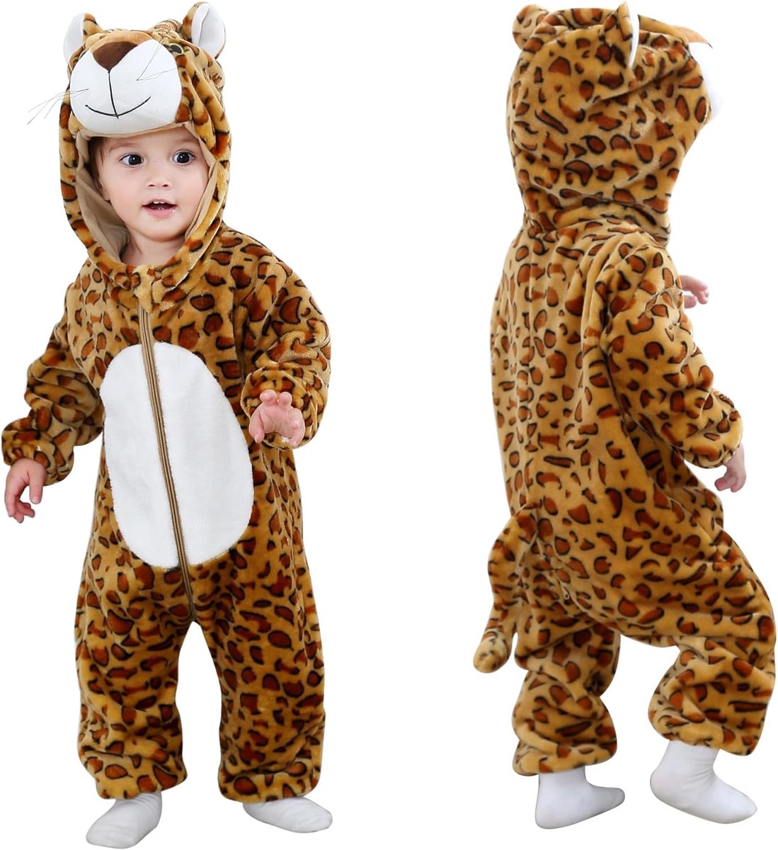 SnelShoppen - Baby Capuchon Rompers Winter Flanellen Jumpsuit Pyjama 2-36 Maanden - Warme, Schattige, Comfortabele Babyoutfit voor Binnen en Buiten