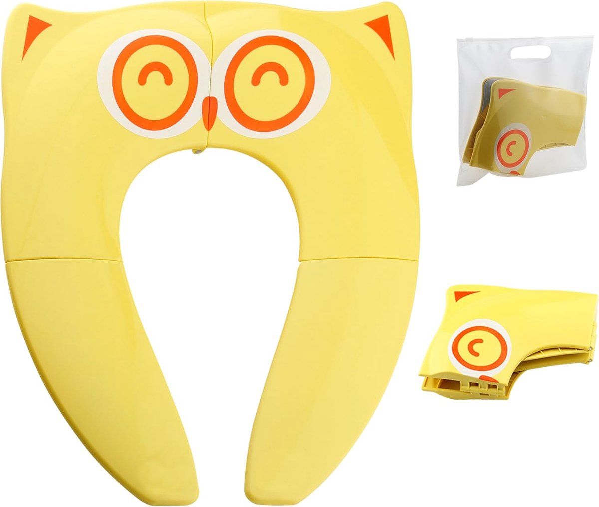 SnelShoppen - Opvouwbare Toiletbril voor Kinderen - Toilettrainer voor Onderweg - Gele WC-Bril - Reisvriendelijk en Compact - Ideaal voor Camping en U
