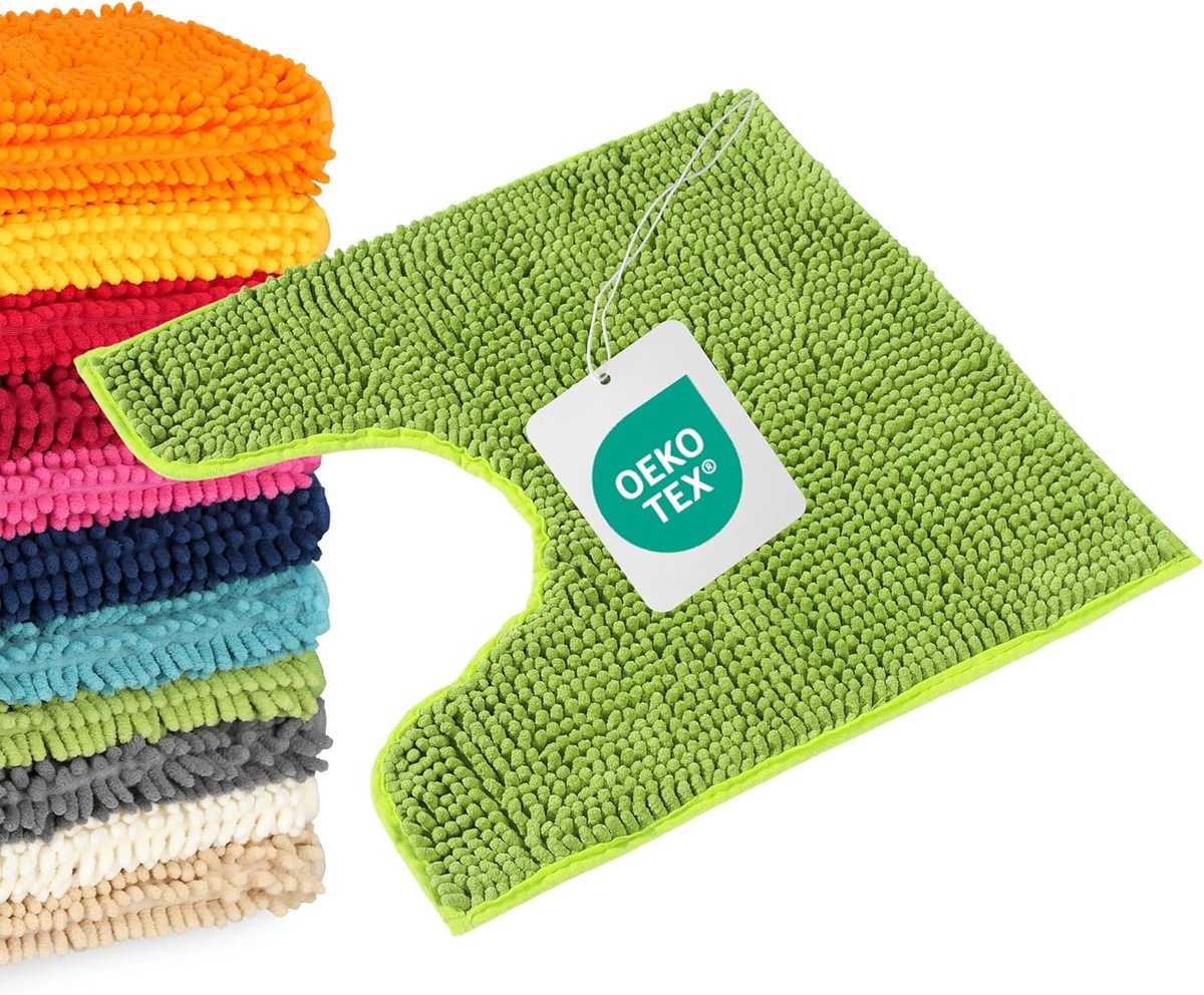 SnelShoppen - Badmat Groen 45x45cm - Antislip, Wasbaar, Combineerbaar, WC-Uitsparing - Luxe Microvezel Badmat voor Badkamer en WC-set