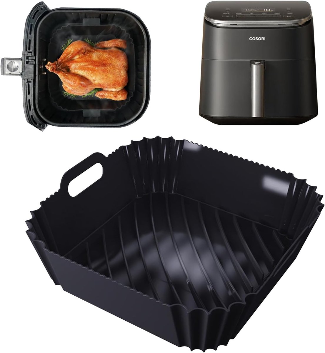 SnelShoppen - Siliconen Air Fryer Liner Accessoires voor 6L Airfryer, Vaatwasmachinebestendig, Herbruikbare Siliconen Liners voor Gezond Koken en Makk