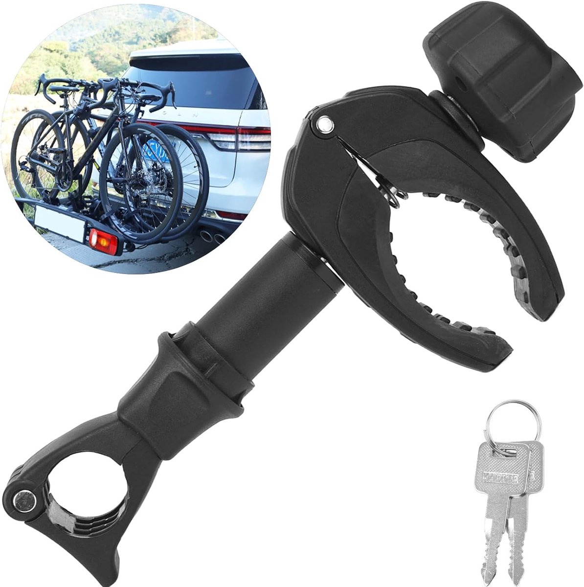 SnelShoppen - Universele Warmfay 25 cm Zwarte Framehouder, Afsluitbaar voor U-buis (Diameter 2,5 - 3,0 cm), Reservehouder voor Fietsendragers Achter,