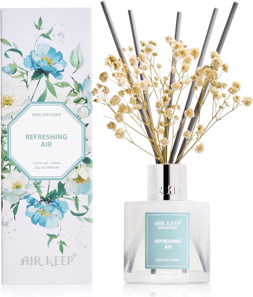 SnelShoppen - Rietdiffuser Luchtverfrisser 100ml met 8 Aromastokjes - Stijlvolle Badkamer Decoratie, Geurverspreider voor Woning, Slaapkamer, Kantoor,