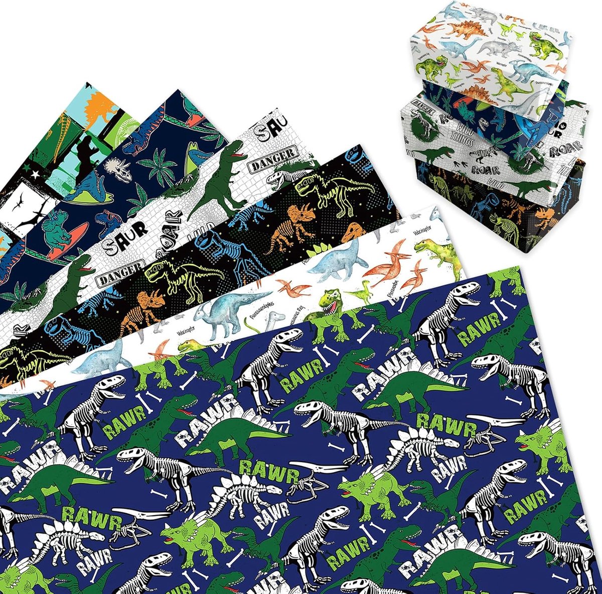 SnelShoppen - 12 Vellen Dinosaurus Geschenkverpakking 68x50 cm - Dinosaurus Verjaardag Inpakpapier voor Jongens - Dino Feestdecoraties - Perfect voor