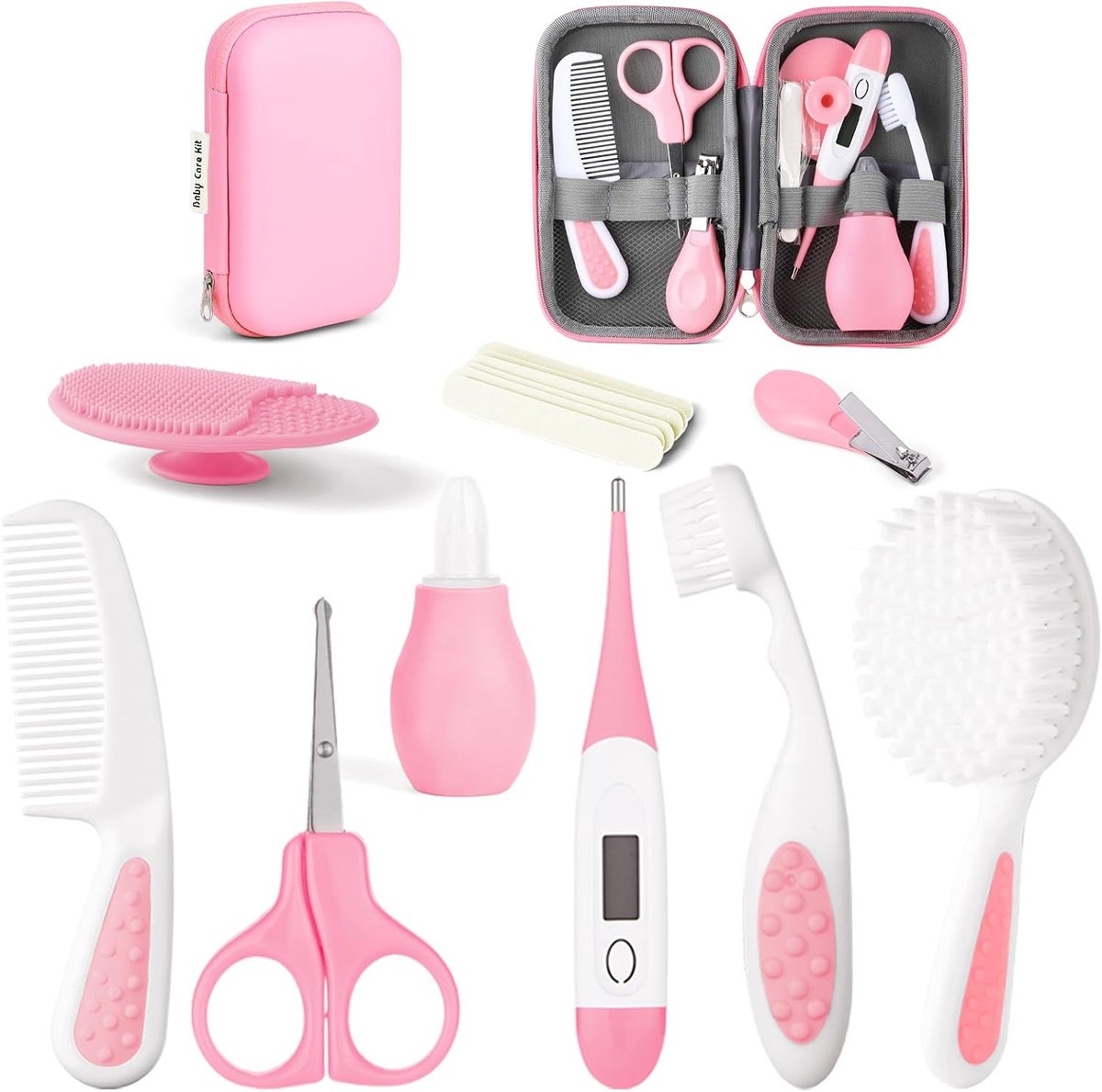 SnelShoppen - 14-in-1 Babyverzorgingsset voor Pasgeborenen, Baby Essentials Kit met Neus Aspirator, Scharen, Nagelknipper, Kam en Brush, Ideaal voor J