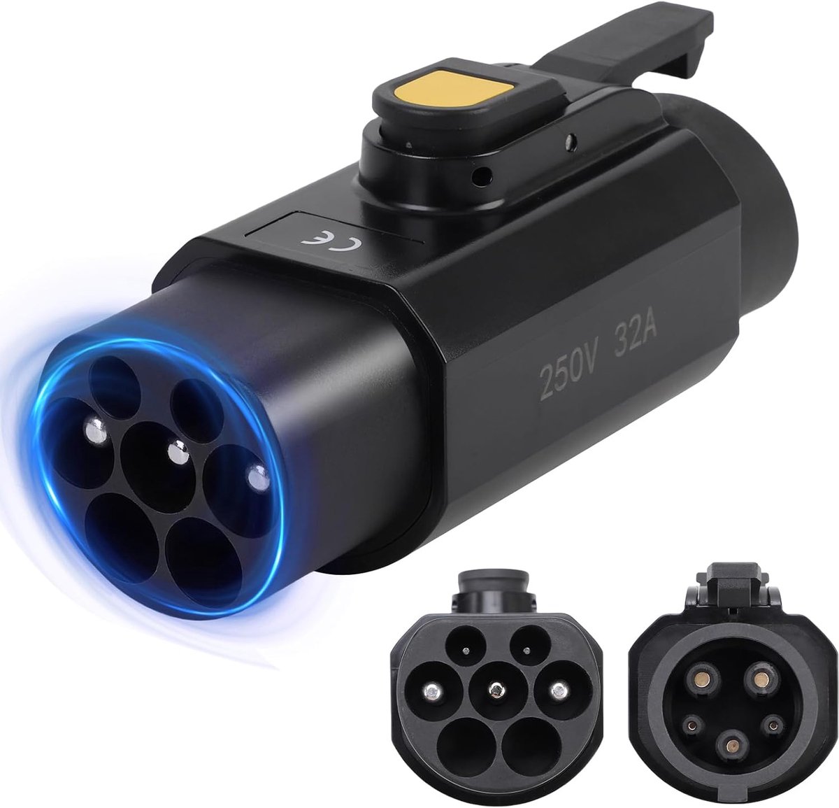 SnelShoppen - Type 2 naar Type 1 EV Oplaadadapter 32A Max 250V IEC 62196 naar SAE J1772 Converter IP54 Bescherming CE ROHS Gecertificeerd Compact Lich