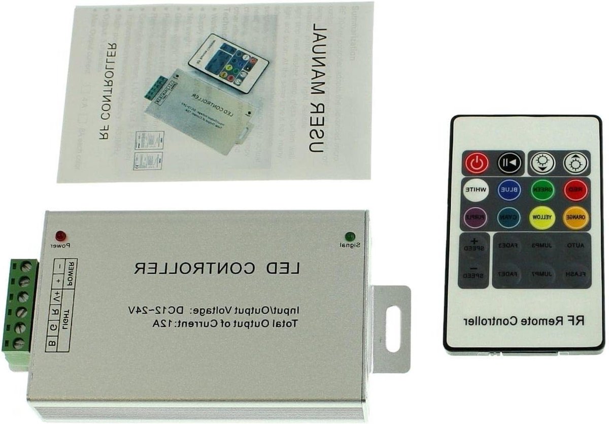 RGB LED Controller - Afstandsbediening Verlichting - Sfeerverlichting Instellen - RF 2.4GHz Bereik - 144W 12V - Zwart