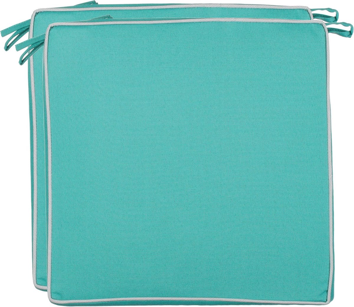 SnelShoppen - Set van 2 Tuin Kussens 40x40 cm Water- en Vuilafstotend met Riemen en Bies voor Binnen en Buiten, Turquoise, Perfect voor Tuin, Keuken e