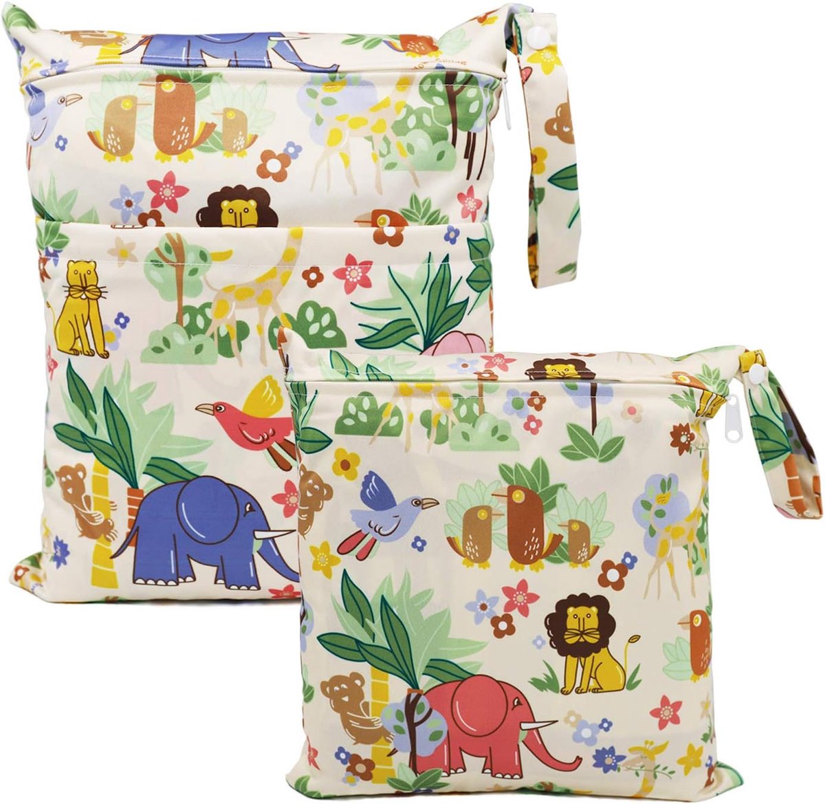 SnelShoppen - 2 Stuks Wetbag Organiser Beutel - Herbruikbare Stoffen Reißverschluss Nasstaschen voor Kinderen, Waterdicht, Machinewasbaar, 36x30 cm en