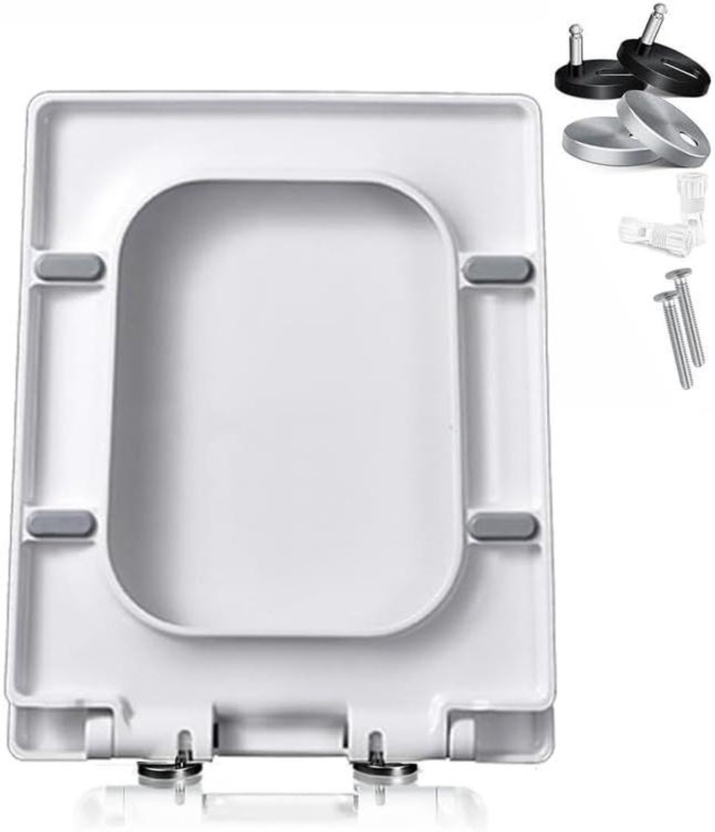 Vierkante toiletbril - Toiletdeksel - Hygiënisch Gemak - Soft Close - 365 x 45 cm - Wit