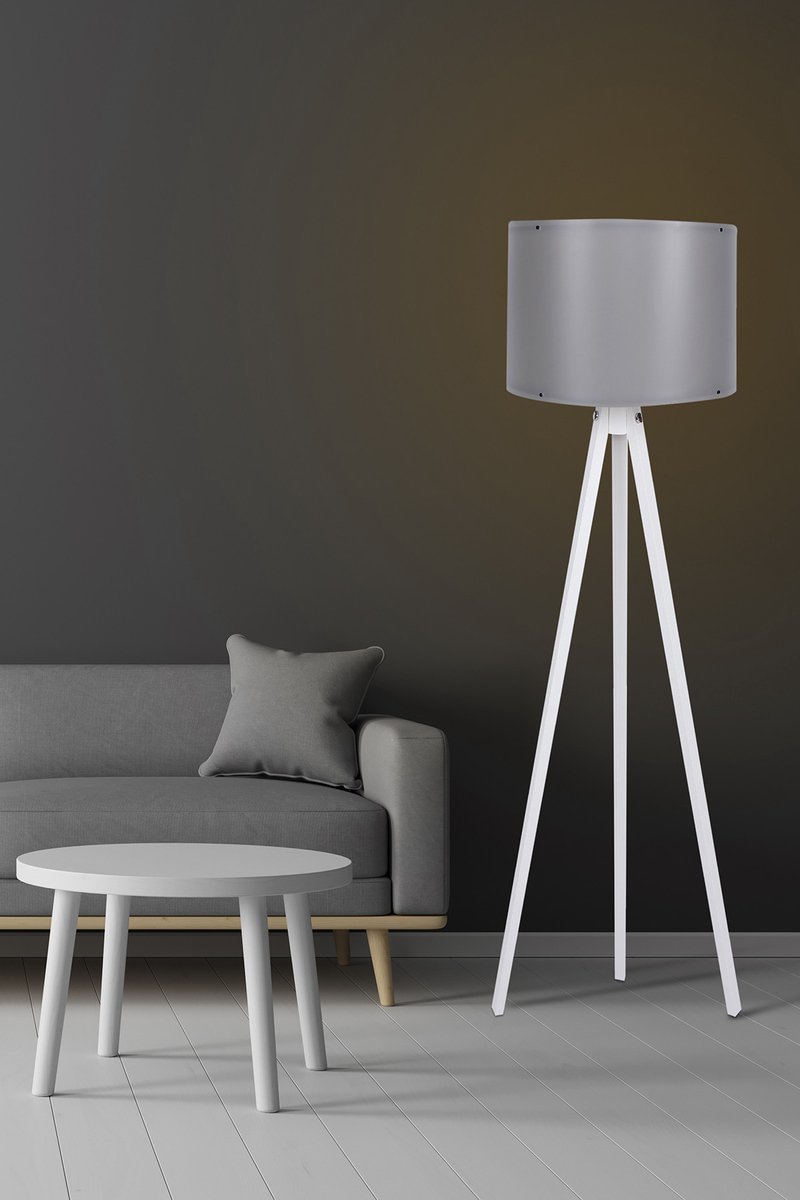 Asir - Vloerlamp - Grijs en wit - 38 x 38 x 145 cm