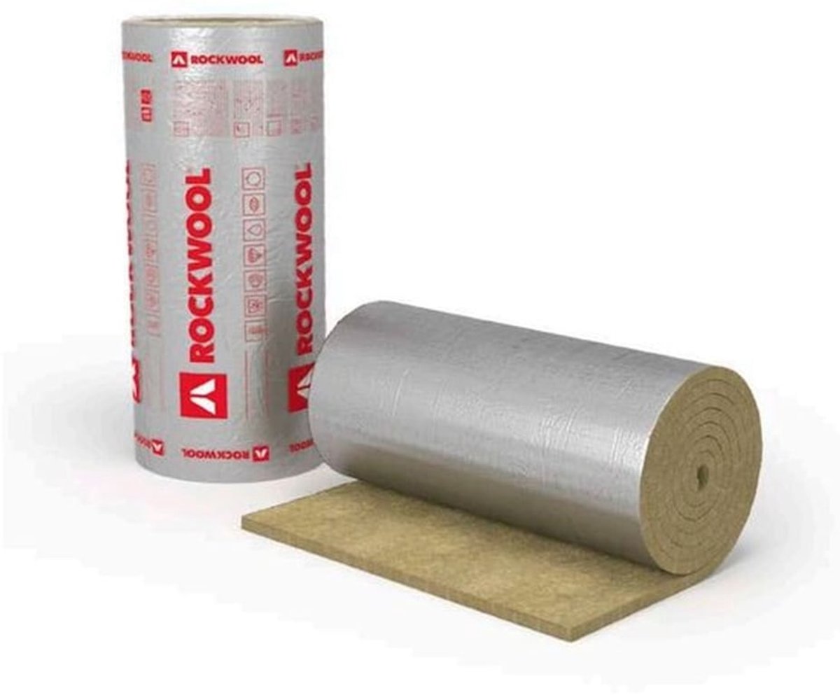 Steenwol Isolatie Gelamineerd - KLIMAMAT Lamellenmat - 20-80mm Dikte - Niet-brandbaar - Warmte- en Geluidsisolatie - Versterkte Aluminiumfolie - Isolatiemateriaal