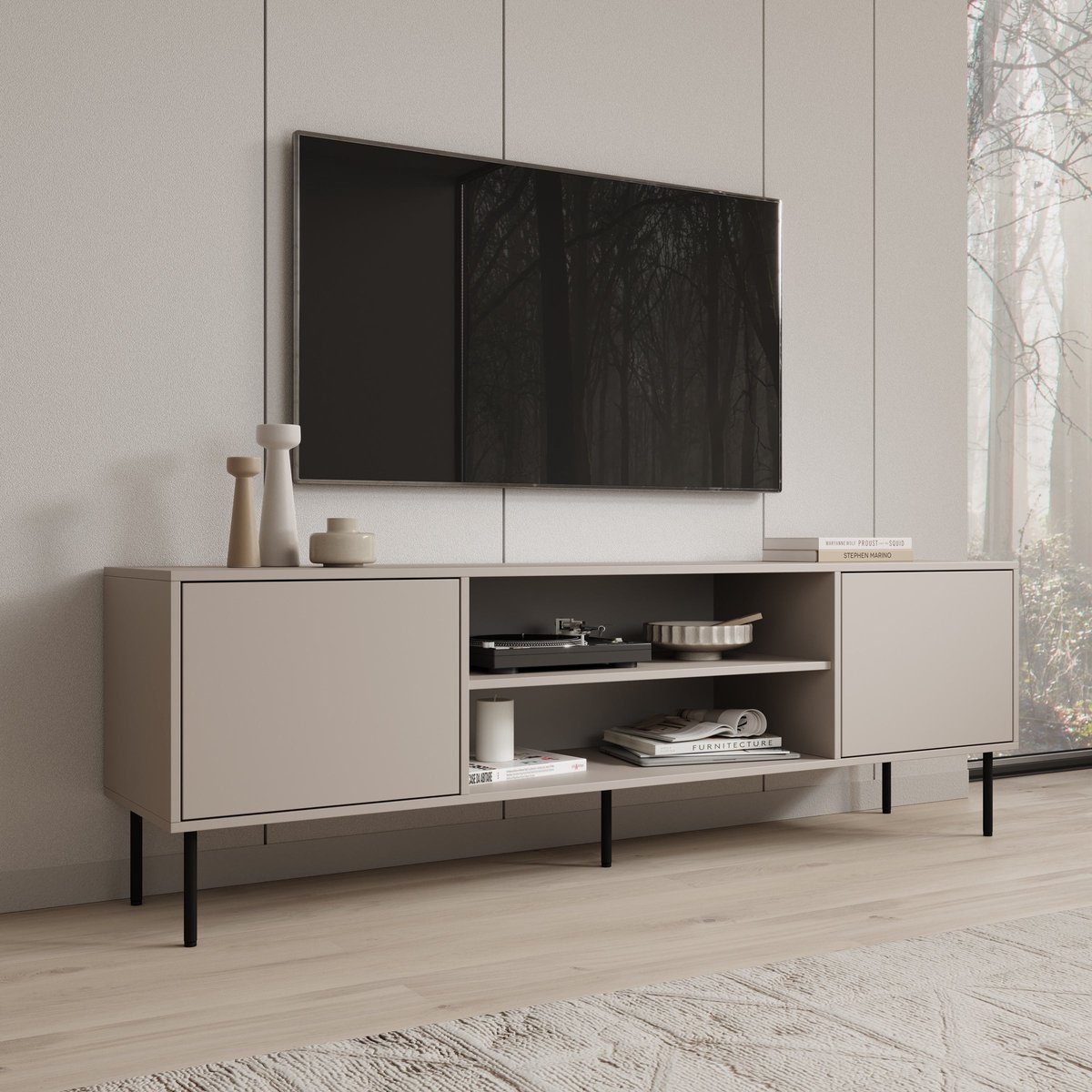 MEUBELLA Dimora - TV-Meubel - Beige - 183x40x60 cm
