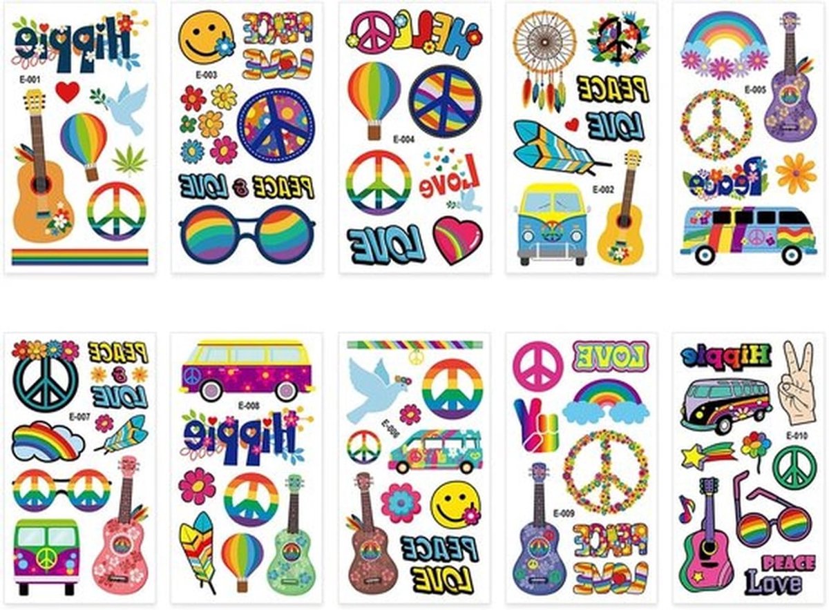 Tattoostickers 10 stuks - Tatoeages tijdelijk - Tatoeage kinderen - Tatoeages volwassenen - Waterdicht - Duurzaam materiaal 6,8 x 12 cm