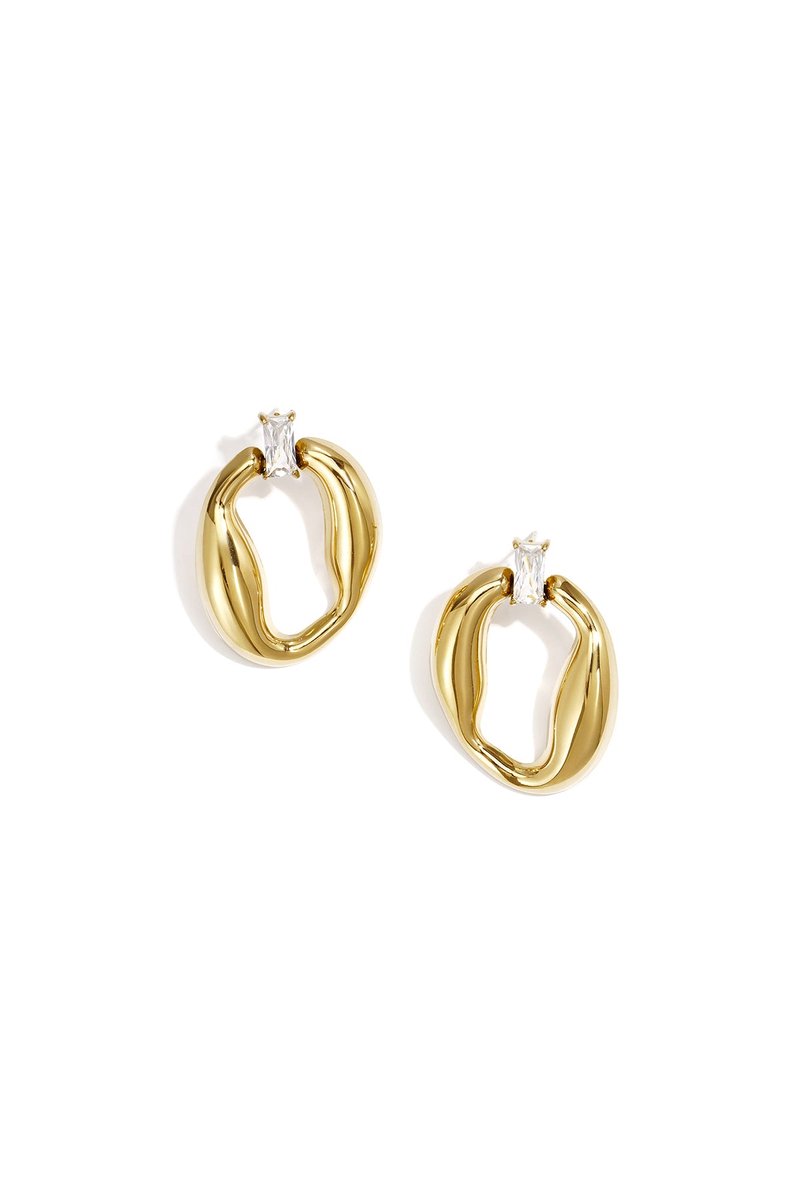Liora - Oorknopjes - Onregelmatige Vorm - Stainless Steel - - Goud